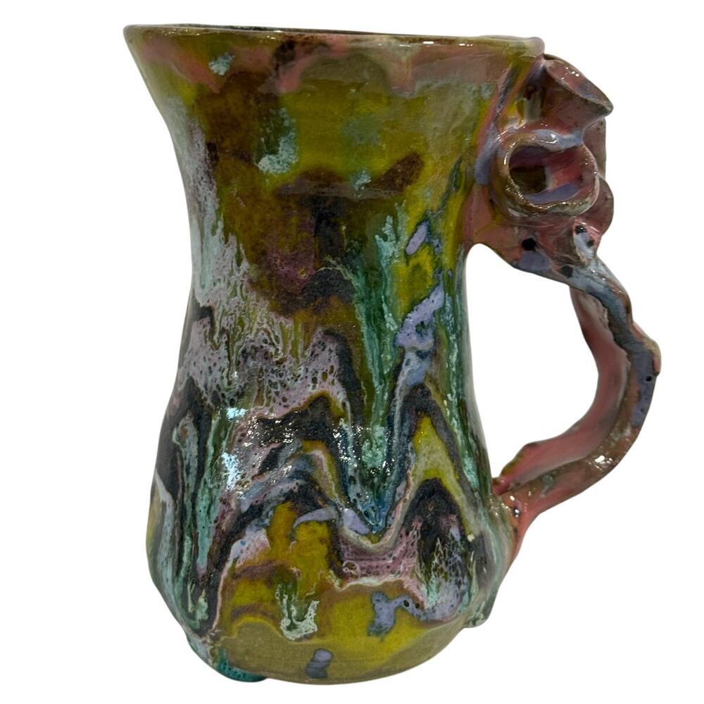 Handmade Studio Pottery Sculptural Mug Signed Abstract Biomorphic Art Ceramic
